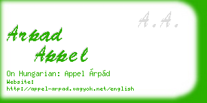 arpad appel business card